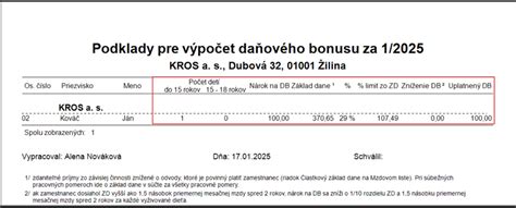 Rodina s deťmi a výpočet daňového bonusu