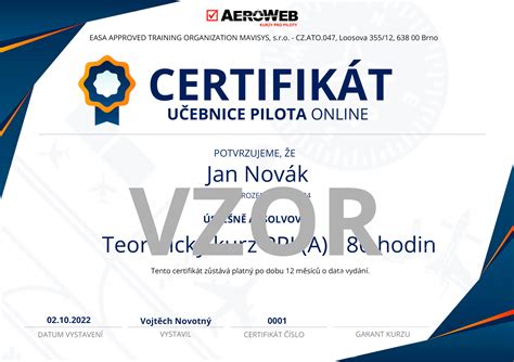Ukážka certifikátu o absolvovaní opatrovateľského kurzu