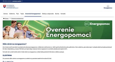 Webstránka energopomoc.sk pre overenie nároku