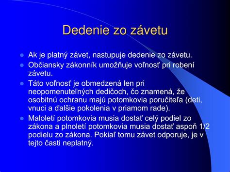 Dva spôsoby dedenia: Dedenie zo zákona a Dedenie zo závetu
