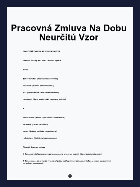 Príklad: Pracovná zmluva na dobu určitú
