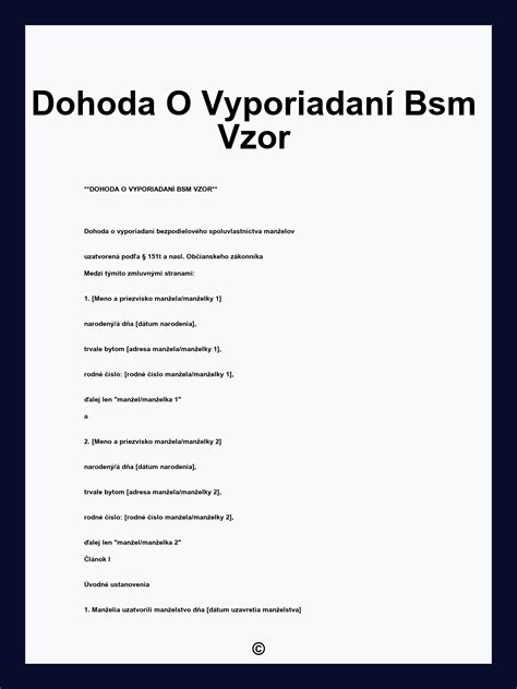 Dohoda o vyporiadaní BSM