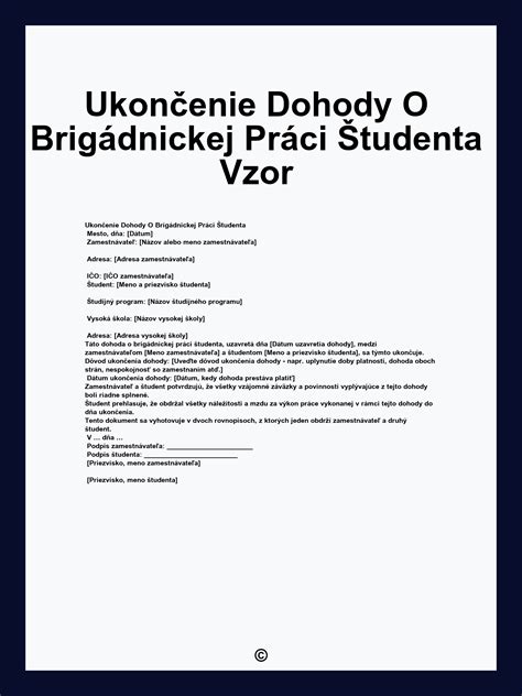 Dôvody ukončenia dohody o brigádnickej práci študenta
