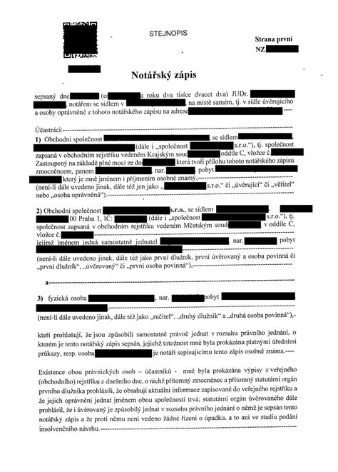 Vzorka notárskej zápisnice o uznaní dlhu