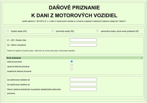 Schéma predmetu dane z motorových vozidiel