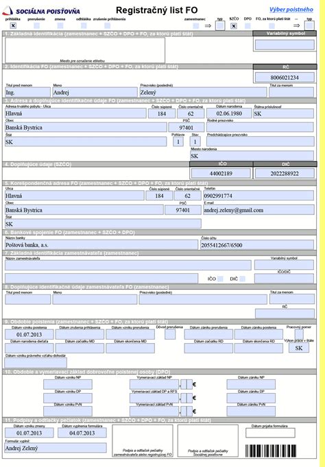 Zamestnanec vypĺňajúci registračný list