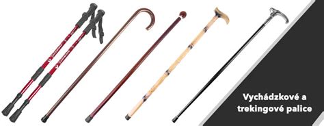 Ilustrácia rôznych typov rukovätí vychádzkových palíc