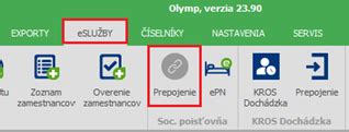 Schéma prepojenia KROS Olymp s ePN Sociálnej poisťovne