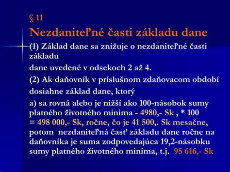 Základ dane a nezdaniteľné časti