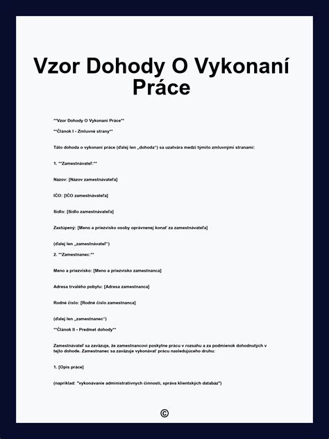 Schéma dohody o vykonaní práce