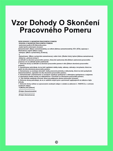 Schéma súbehu pracovného pomeru a dohody