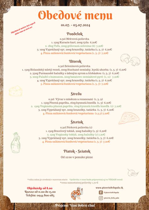 Fotografia denného menu - hlavné jedlo