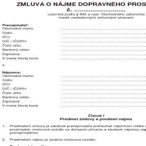 Zmluva o nájme dopravného prostriedku