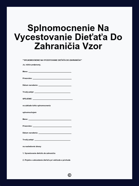 Zoznam potrebných dokumentov pri vycestovaní do zahraničia