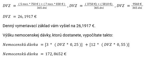 Schéma výpočtu nemocenskej dávky
