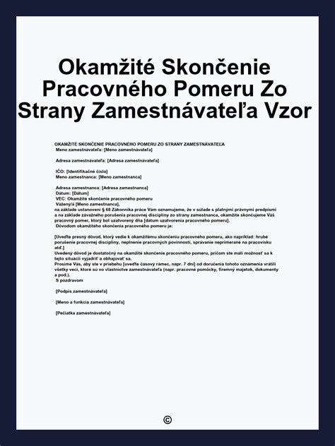 Schéma: Proces okamžitého skončenia pracovného pomeru