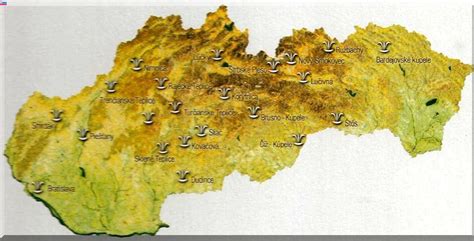 Mapa známych slovenských kúpeľov