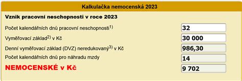 Kalkulačka nemocenského