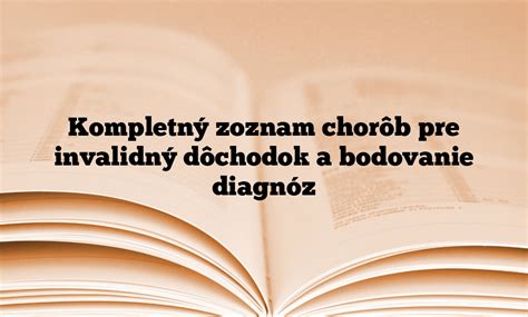 Zoznam diagnóz pre kategóriu A a B v kúpeľoch