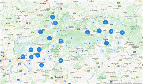 Mapa: Rozmiestnenie pobočiek Sociálnej poisťovne na Slovensku