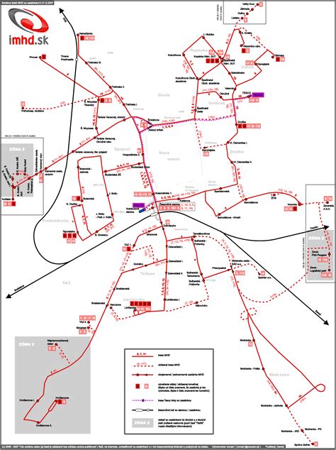Mapa autobusových liniek spájajúcich Senec a Piešťany