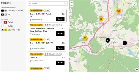 mapa výdajných miest