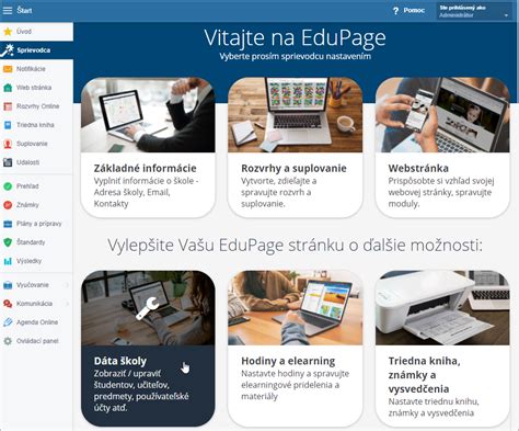 Screenshot z EduPage s možnosťou 