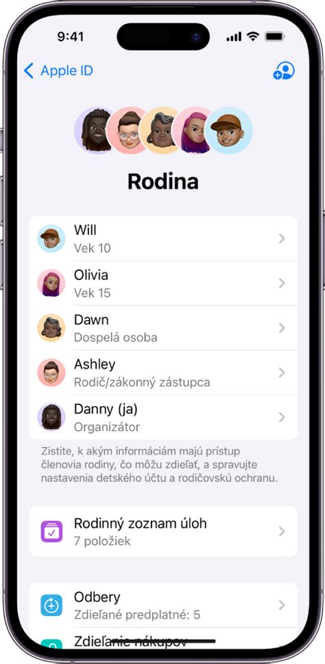 Rodinné zdieľanie na Apple zariadeniach