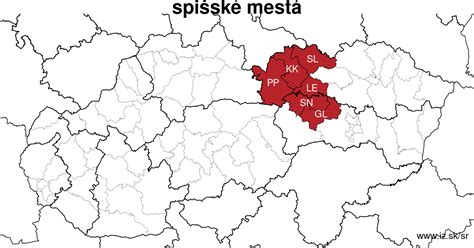 Mapa pôsobnosti Spišskej katolíckej charity (Orava, Liptov, Spiš)
