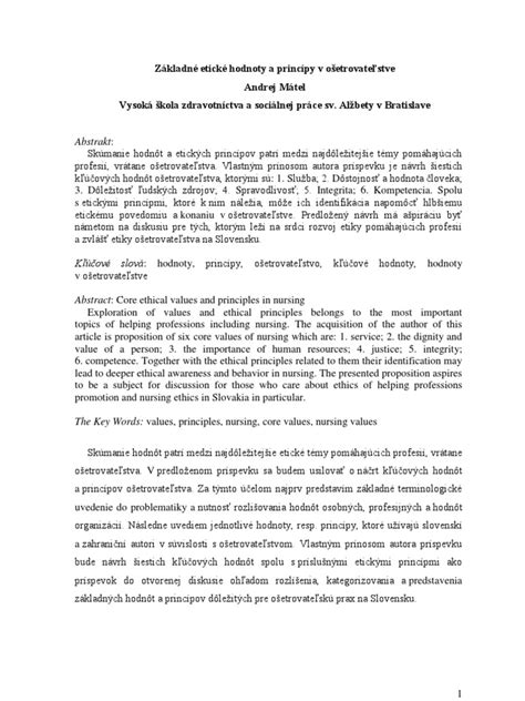 Základné hodnoty a princípy charitatívnej činnosti