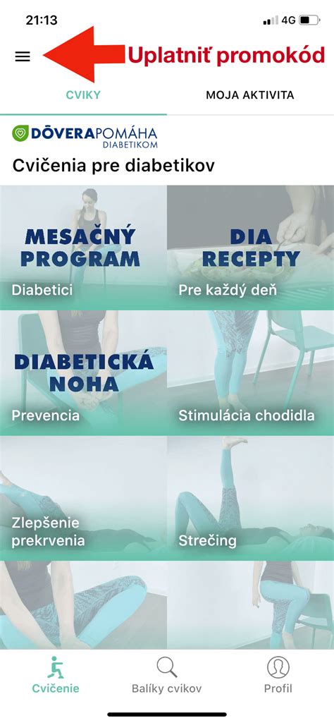 Ukážka cvičení pre diabetikov z aplikácie BodyFix.io