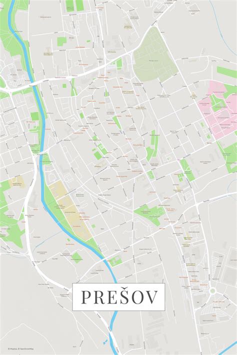 Mapa Prešova s označením Mukačevskej ulice