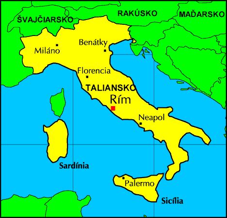 Mapa Talianska so zvýraznenou obcou Riccia