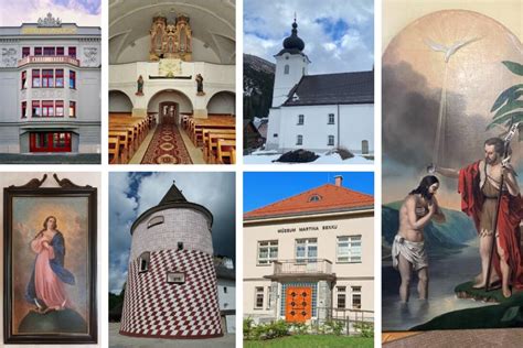 Kolaž fotografií obnovených kultúrnych pamiatok