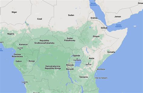 Mapa Ugandy a Rwandy s vyznačenými oblasťami pomoci