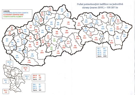 Mapa distribúcie potravinových a hygienických balíčkov na Slovensku