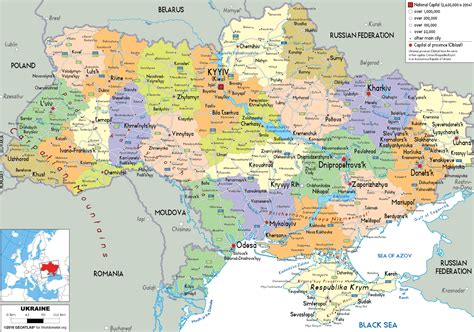 Mapa Ukrajiny s vyznačenými oblasťami, kde SKCH poskytuje humanitárnu pomoc