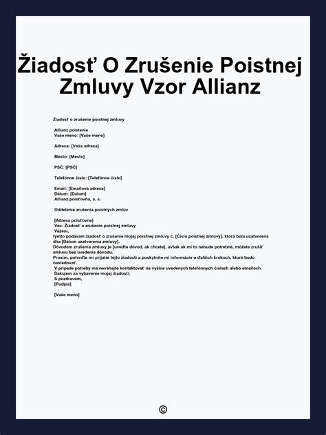 Podmienky zrušenia poistenia Allianz