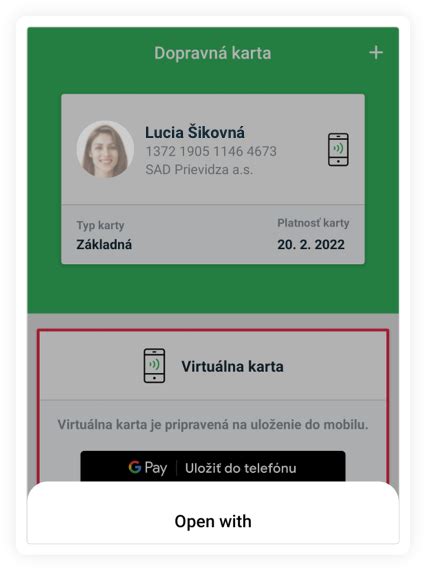 Virtuálna dopravná karta v mobilnej aplikácii