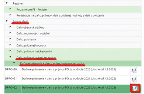 Schéma typov daňových priznaní