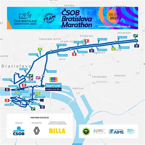 Mapa trasy ČSOB Bratislava Marathonu