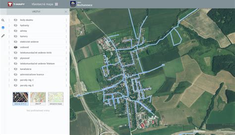 Mapa obce Rozhanovce s vyznačenou polohou Seniorcentra Svätej Alžbety