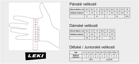 Tabuľka veľkostí hokejových rukavíc
