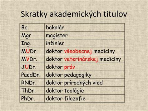 Diagram hierarchie akademických titulov a ich prepojenie