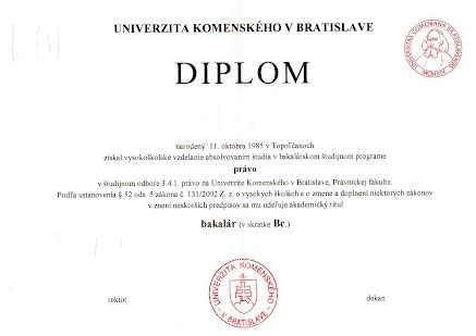 Diplom z vysokoškolského štúdia sociálnej práce