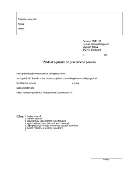 Súbor dokumentov s prihláškou do zamestnania