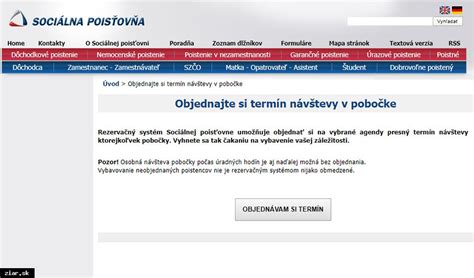 Online rezervačný systém Sociálnej poisťovne