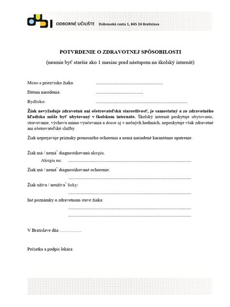 Zoznam dokumentov pred nástupom do práce