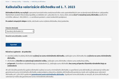 Schéma krokov pre použitie online kalkulačky dôchodku