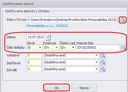 Rozhranie programu OLYMP pre evidenciu dôchodkov